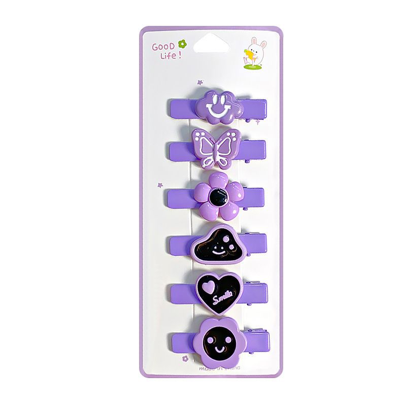 Fashion 3# Purple Color (with Cardboard Packaging) Resin Geometric Cartoon Hairpin Set,Hairpins