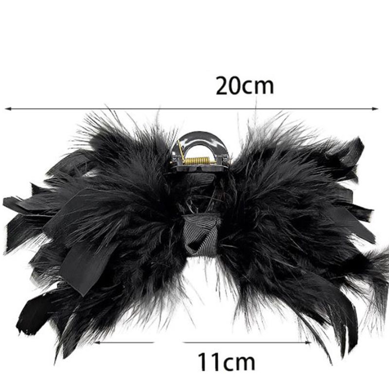 Fashion 1# Black Feather Geometric Feather Gripper,Hair Claws