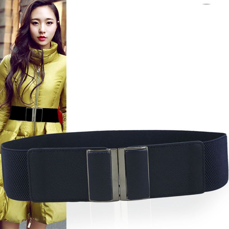 Fashion Gold Buckle Black Width 7.5cm75cm Metal Buckle Elastic Wide Waistband,Wide belts
