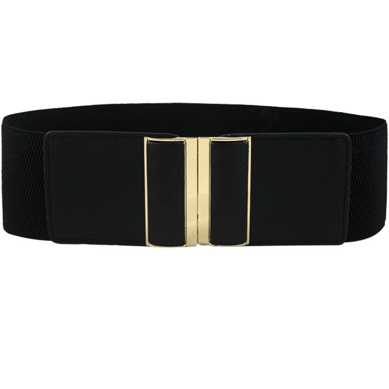 Fashion Gold Buckle. Navy Blue. Width 7.5cm65cm Metal Buckle Elastic Wide Waistband,Wide belts