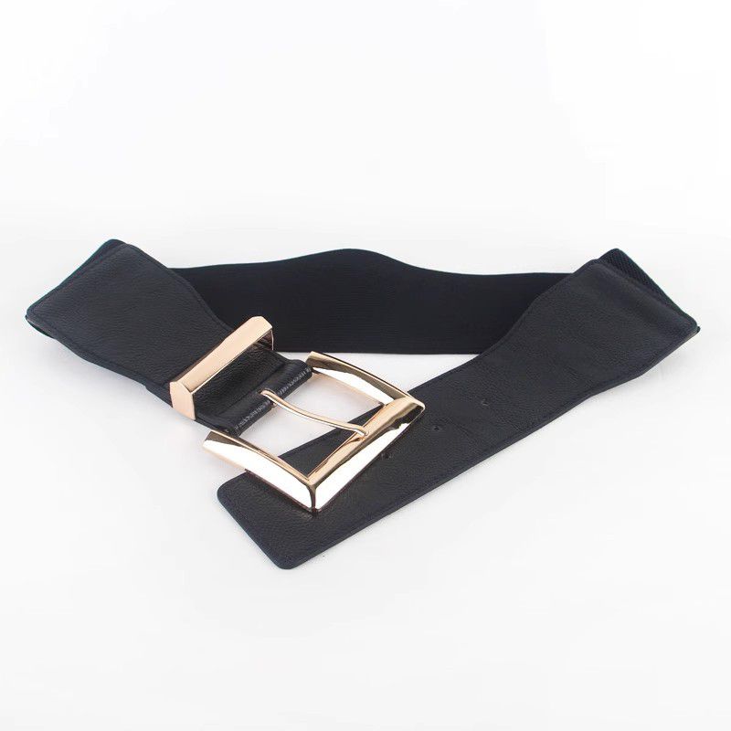 Fashion Black Metal Square Buckle Elastic Wide Waistband,Wide belts