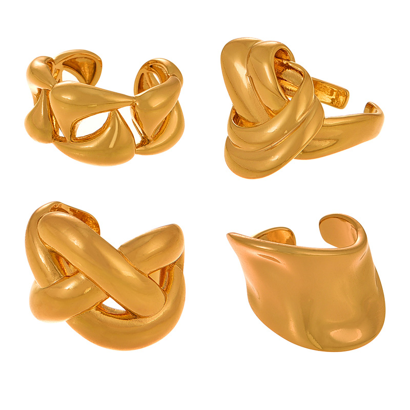 Fashion Twist Golden Copper Irregular Twist Adjustable Ring,Rings
