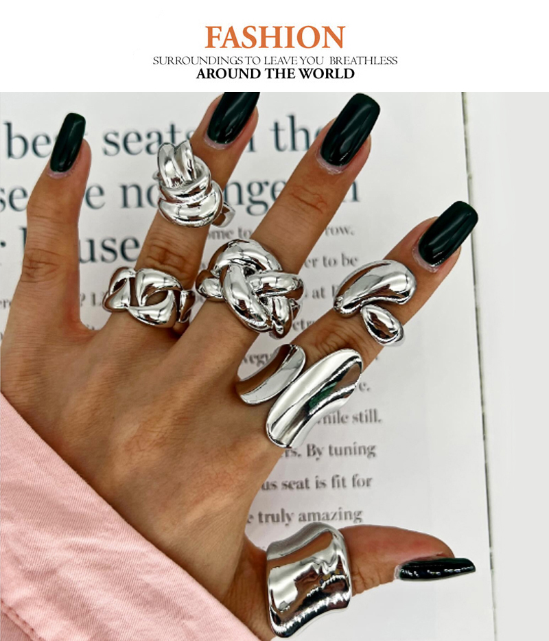 Fashion Love Silver Copper Irregular Love Adjustable Ring,Rings