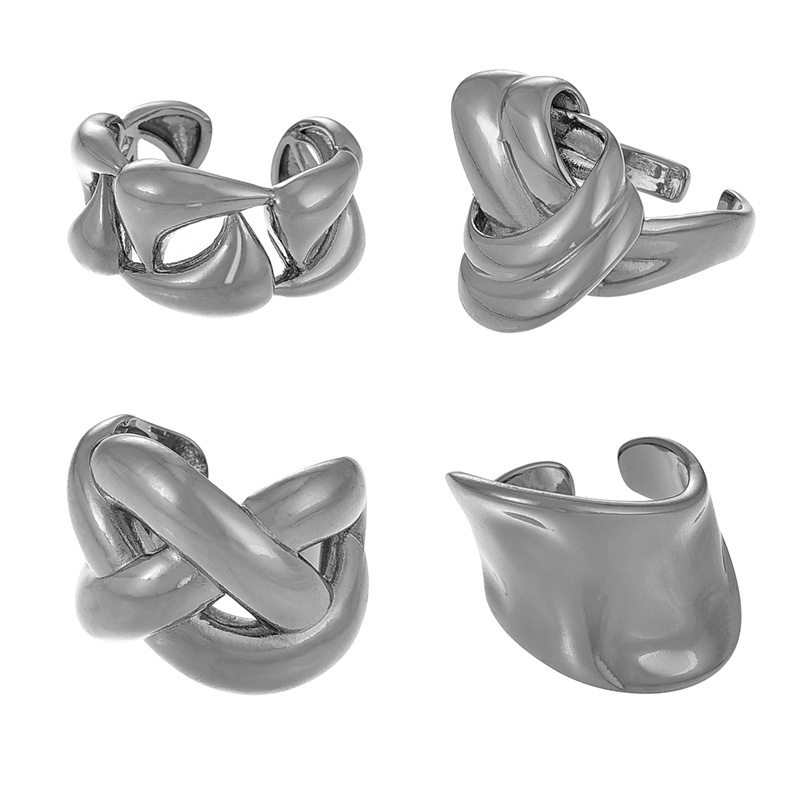 Fashion Twist Silver Copper Irregular Twist Adjustable Ring,Rings