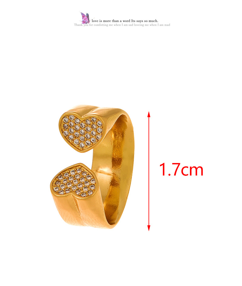 Fashion Silver 1 Copper Set Zircon Heart Adjustable Ring,Rings