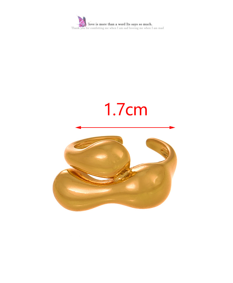 Fashion Golden 3 Geometric Adjustable Ring With Zirconia In Copper,Rings