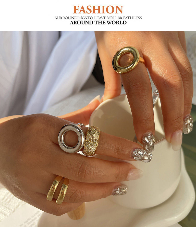 Fashion Golden 3 Copper Hoop Adjustable Ring,Rings