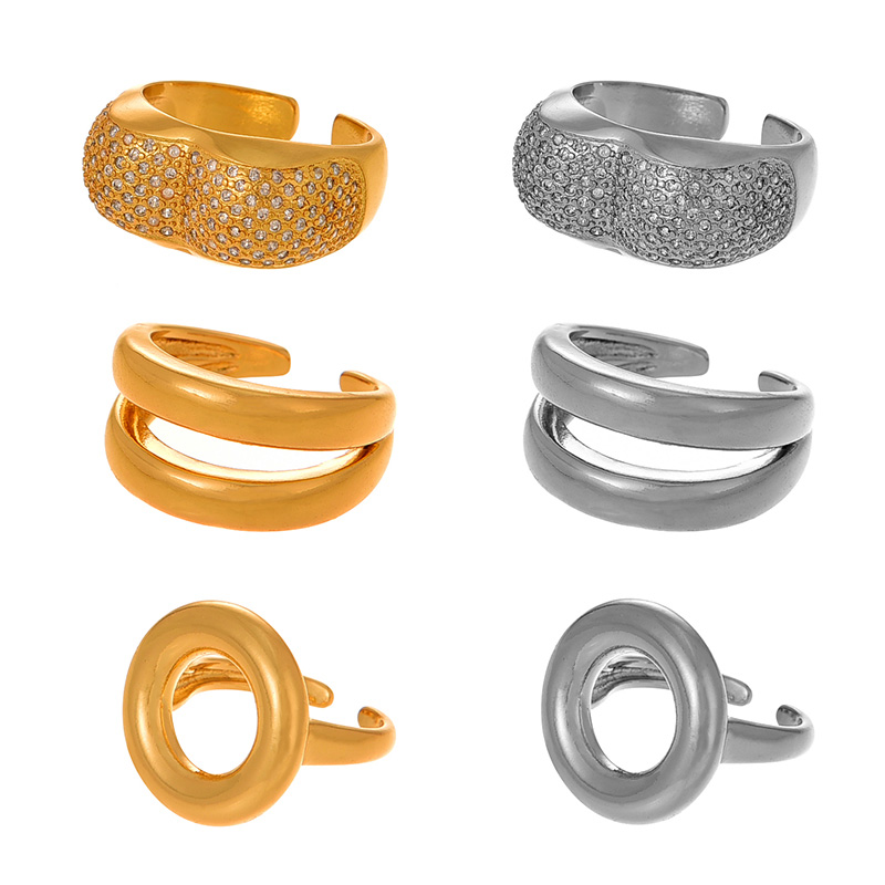 Fashion Golden 3 Copper Hoop Adjustable Ring,Rings
