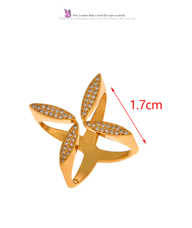 Fashion Golden 2 Copper Set Zircon Irregular Adjustable Ring,Rings