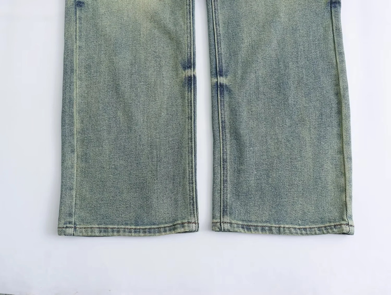 Fashion Blue Washed Back Pocket Denim Trousers,Denim
