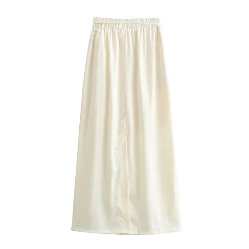 Fashion Beige Jacquard Slit Lace-up Skirt,Skirts
