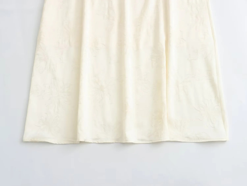Fashion Beige Jacquard Satin Skirt,Skirts
