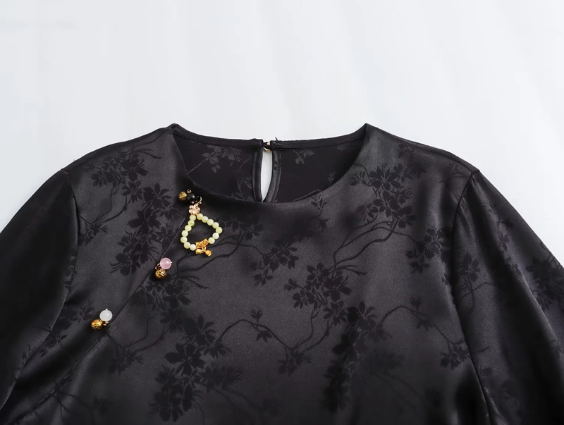 Fashion Black Jacquard Sequin Shirt,Blouses