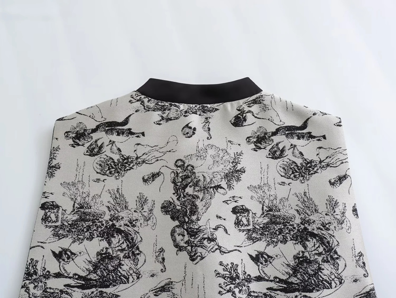Fashion Pattern Satin Printed Disc-button Sleeveless Vest,Coat-Jacket