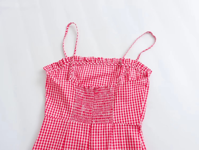 Fashion Pink Plaid Polyester Plaid Suspender Skirt,Mini & Short Dresses