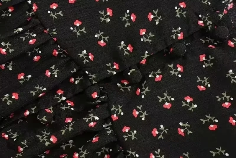 Fashion Water Print Floral Button Suspender Skirt,Mini & Short Dresses