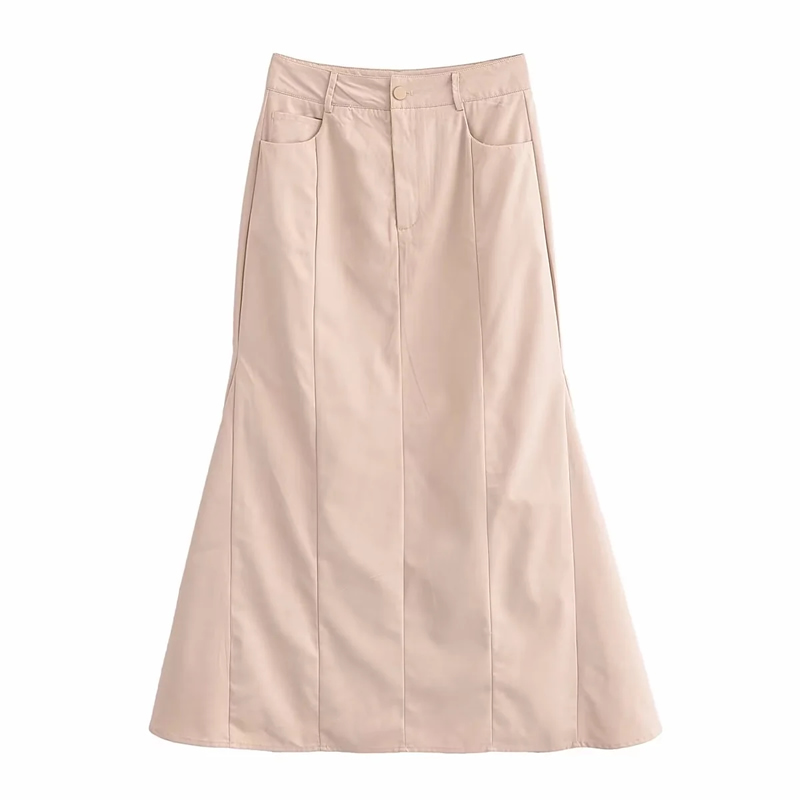 Fashion Khaki Woven High-waisted Skirt,Skirts
