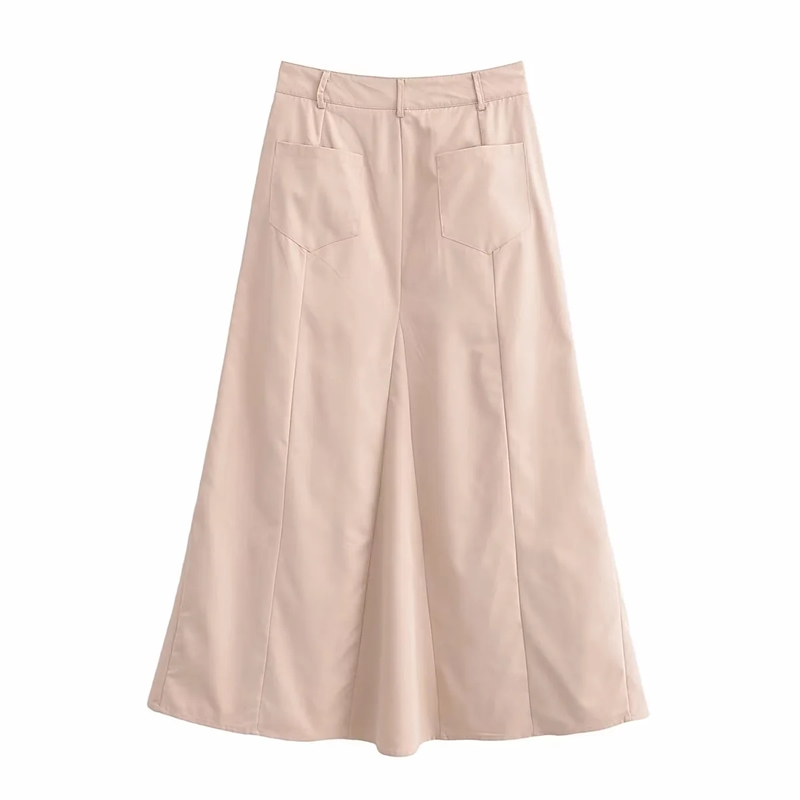 Fashion Khaki Woven High-waisted Skirt,Skirts