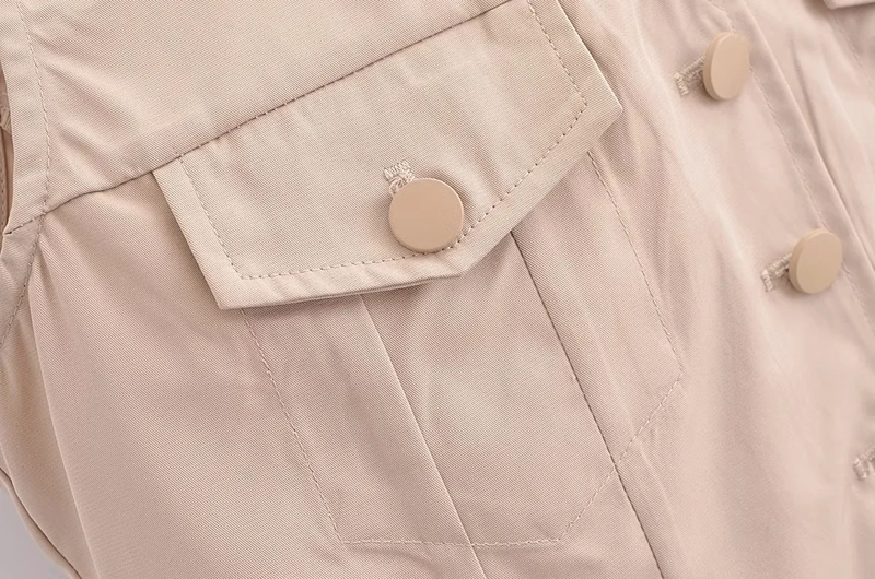 Fashion Khaki Woven Buttoned Vest,Coat-Jacket