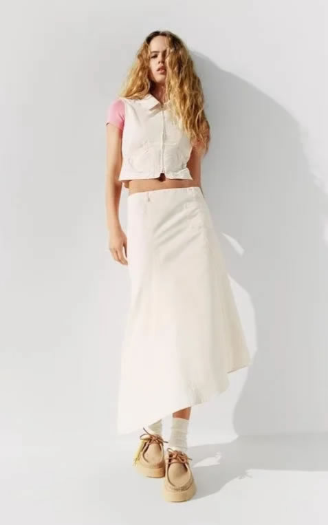 Fashion Beige Woven High-waisted Asymmetric Skirt,Skirts