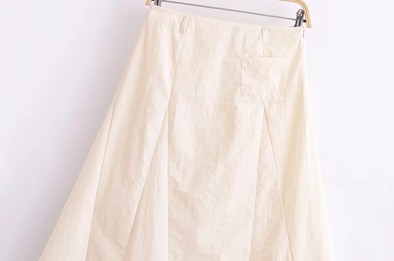 Fashion Beige Woven High-waisted Asymmetric Skirt,Skirts