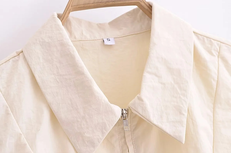 Fashion Beige Woven Lapel Pocket Vest,Coat-Jacket