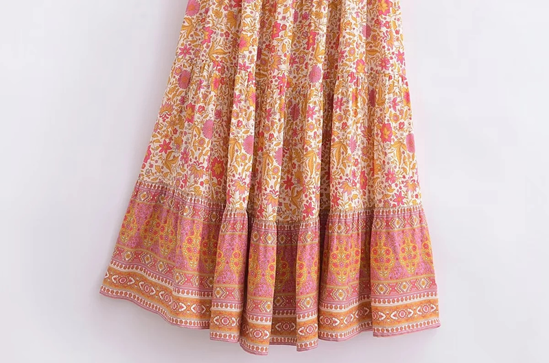 Fashion Printing Cotton Printed Suspender Maxi Skirt,Long Dress