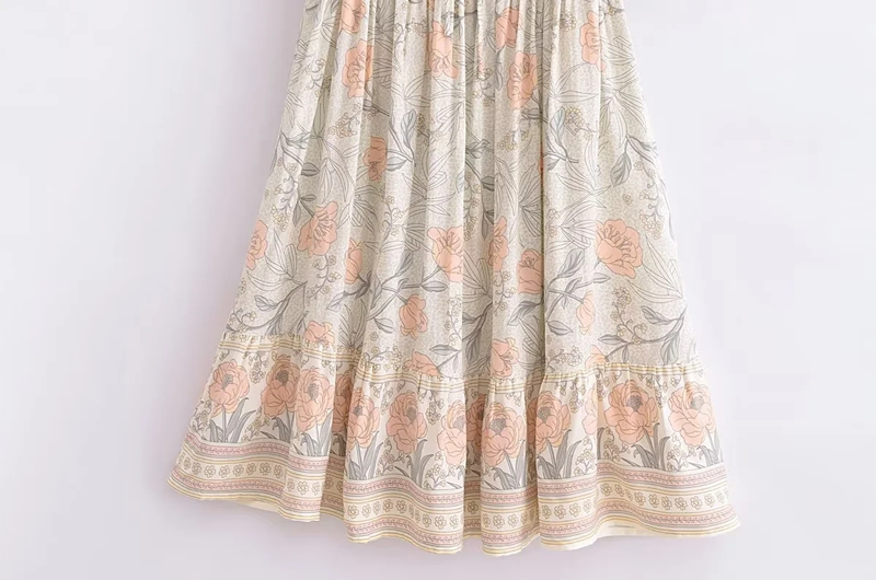 Fashion Multicolor Cotton Printed Pleated Skirt,Mini & Short Dresses