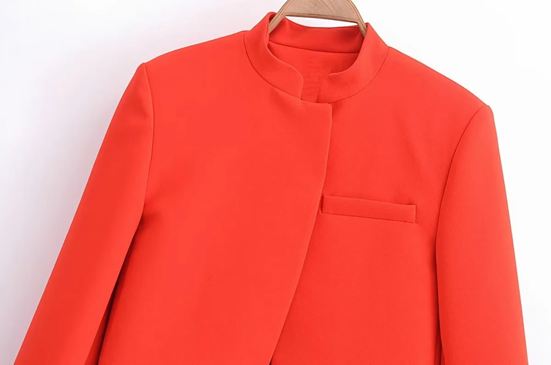 Fashion Red Woven Stand Collar Jacket,Coat-Jacket