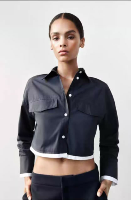 Fashion Multicolor Woven Lapel Button-down Shirt,Blouses