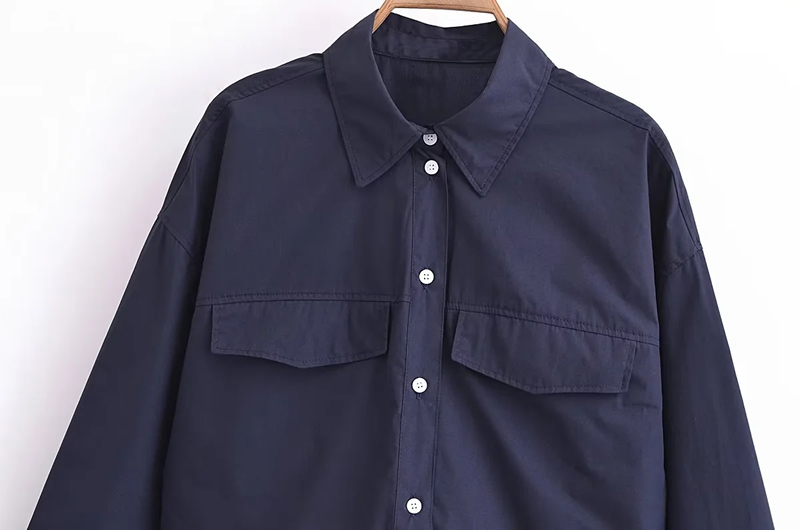 Fashion Multicolor Woven Lapel Button-down Shirt,Blouses