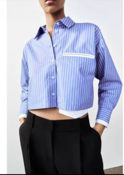 Fashion Multicolor Woven Striped Lapel Shirt,Blouses