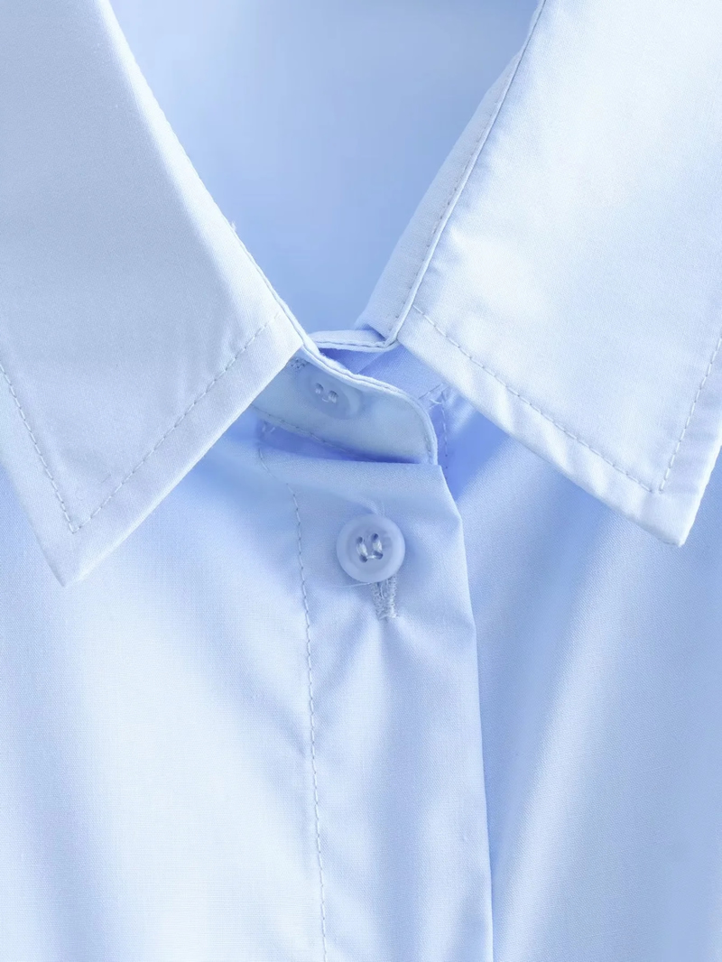 Fashion White Polyester Double Pocket Lapel Shirt,Blouses