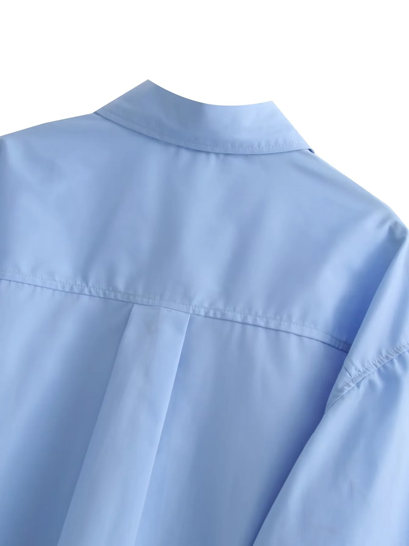 Fashion Blue Strips Polyester Striped Lapel Shirt,Blouses