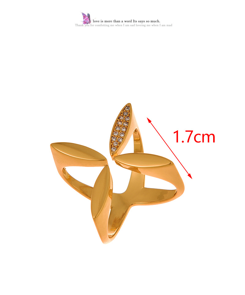 Fashion Gold Copper-set Zirconia Flower Adjustable Ring,Rings