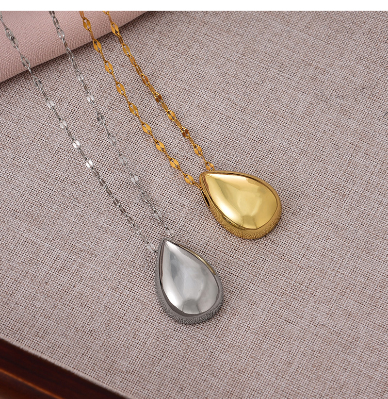 Fashion Silver Titanium Steel Water Drop Pendant Necklace,Necklaces