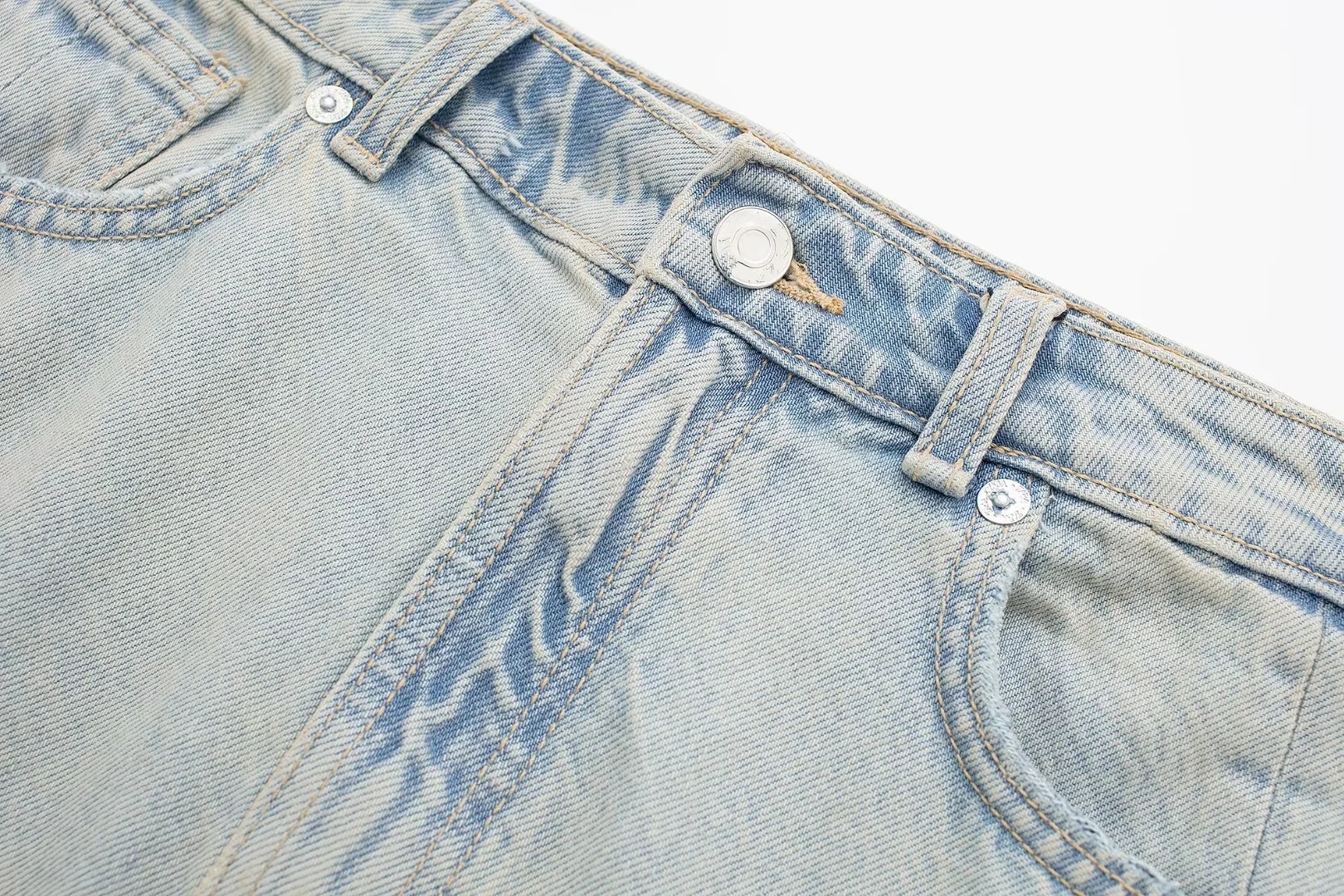 Fashion Light Blue Denim Single Button Skirt,Denim