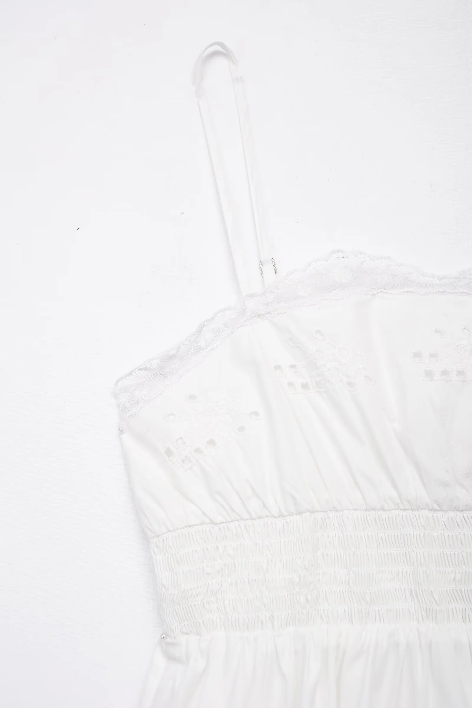 Fashion White Embroidered Suspender Long Skirt,Long Dress
