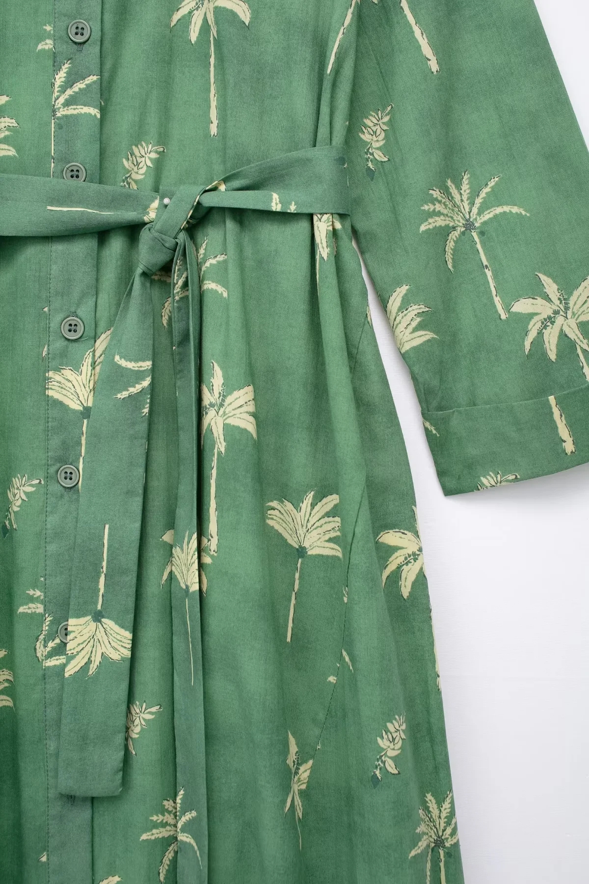 Fashion Green Blend Printed Lace-up Maxi Skirt,Long Dress