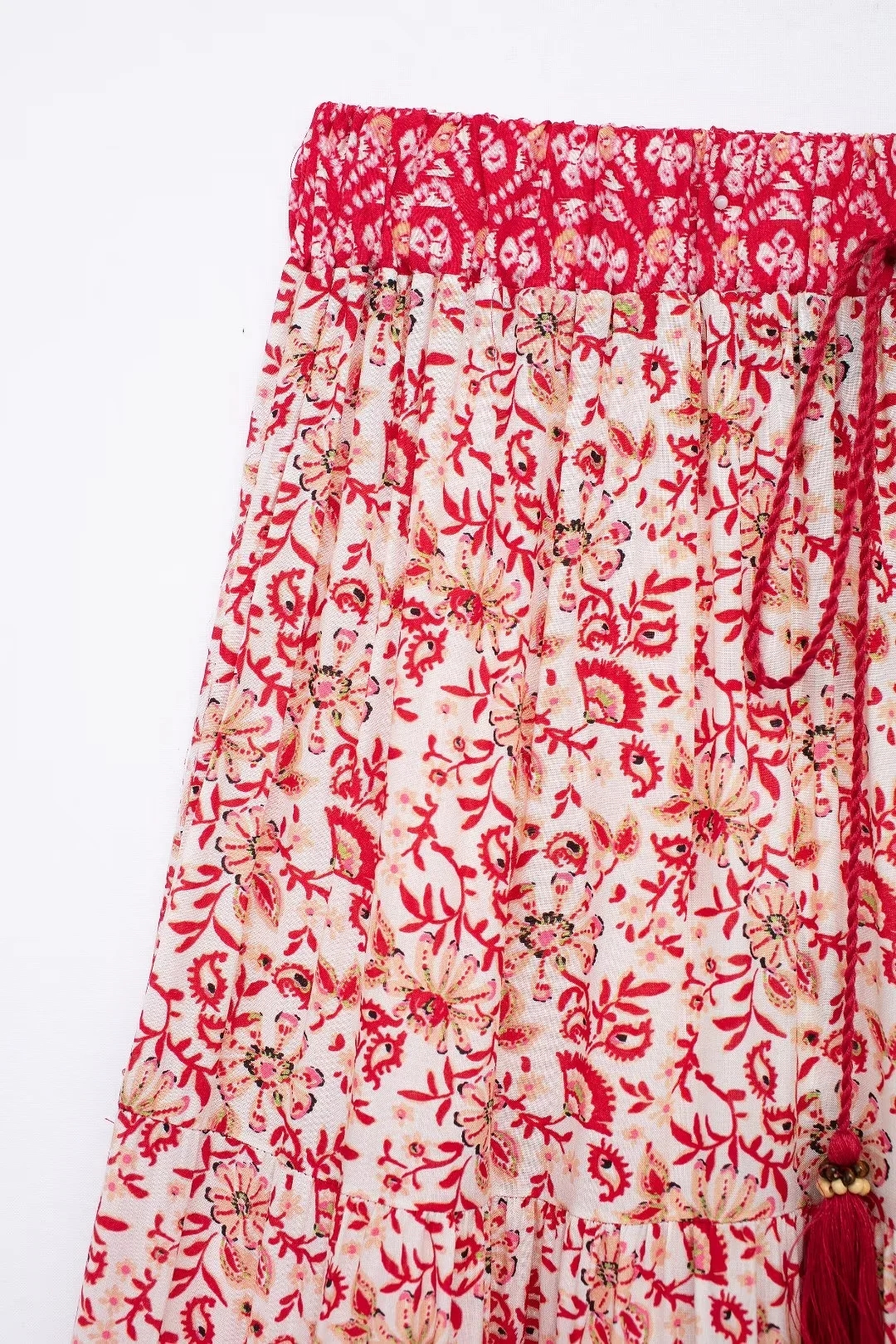 Fashion Pink Blend Printed Lace-up Skirt,Skirts