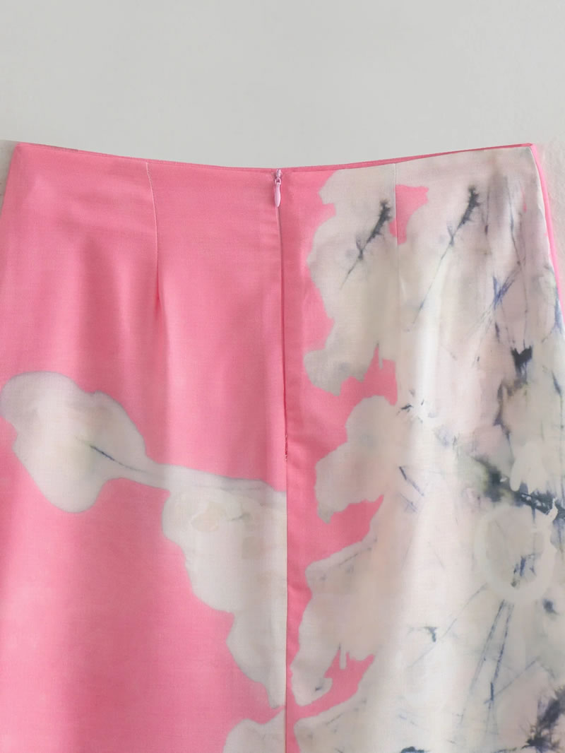 Fashion Color Linen Printed Skirt,Skirts