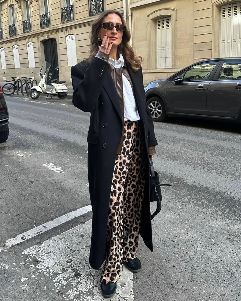 Fashion Leopard Print Polyester Leopard Print Straight-leg Trousers,Pants