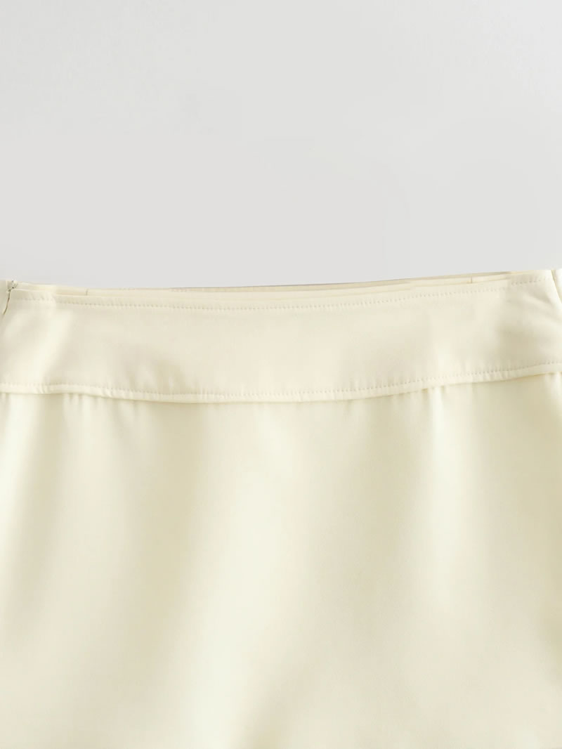 Fashion Cream Color Woven Hem Skirt,Skirts