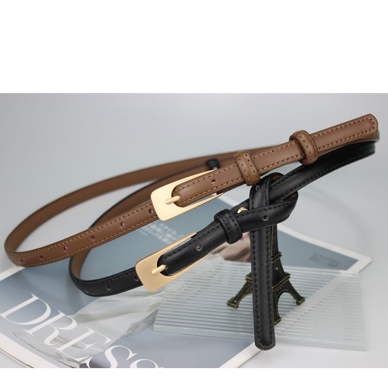 Fashion Khaki Slim Belt With Metal Pin Buckle,Thin belts
