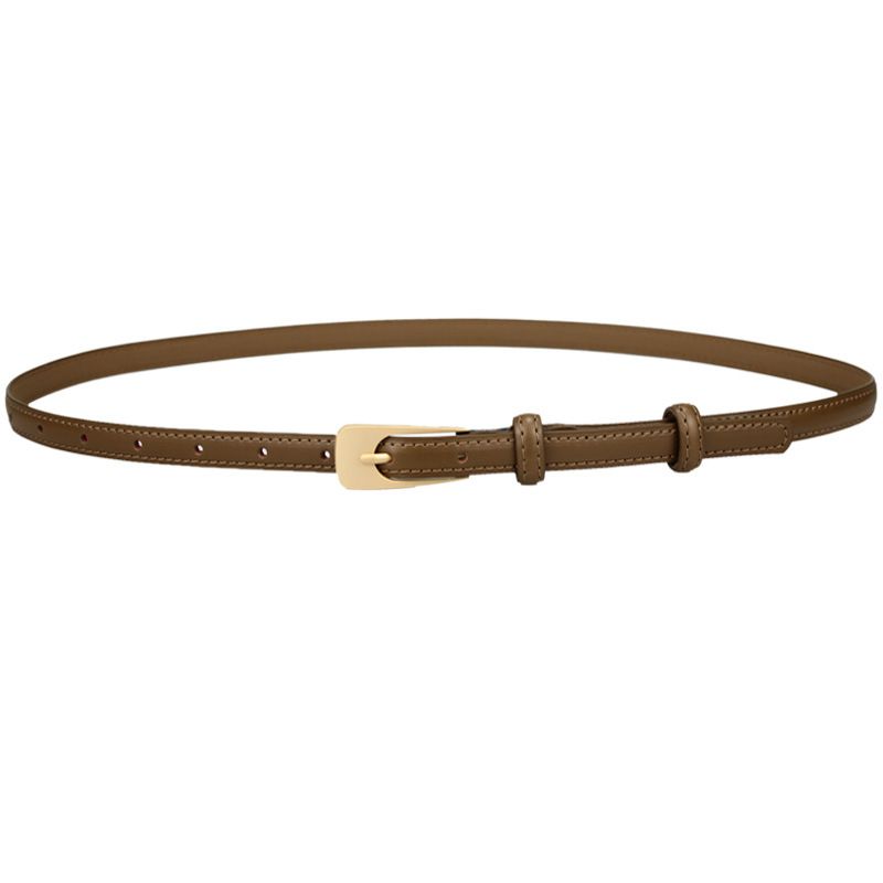 Fashion Caramel Colour Slim Belt With Metal Pin Buckle,Thin belts