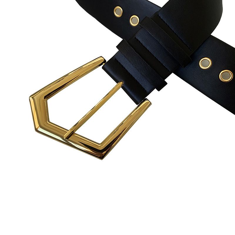 Fashion Black Wide Belt With Metal Buckle,Wide belts