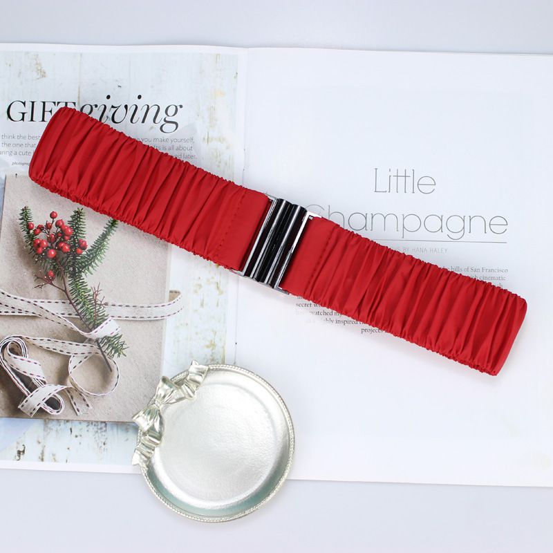 Fashion Red Fabric Pleated Wide Belt,Wide belts