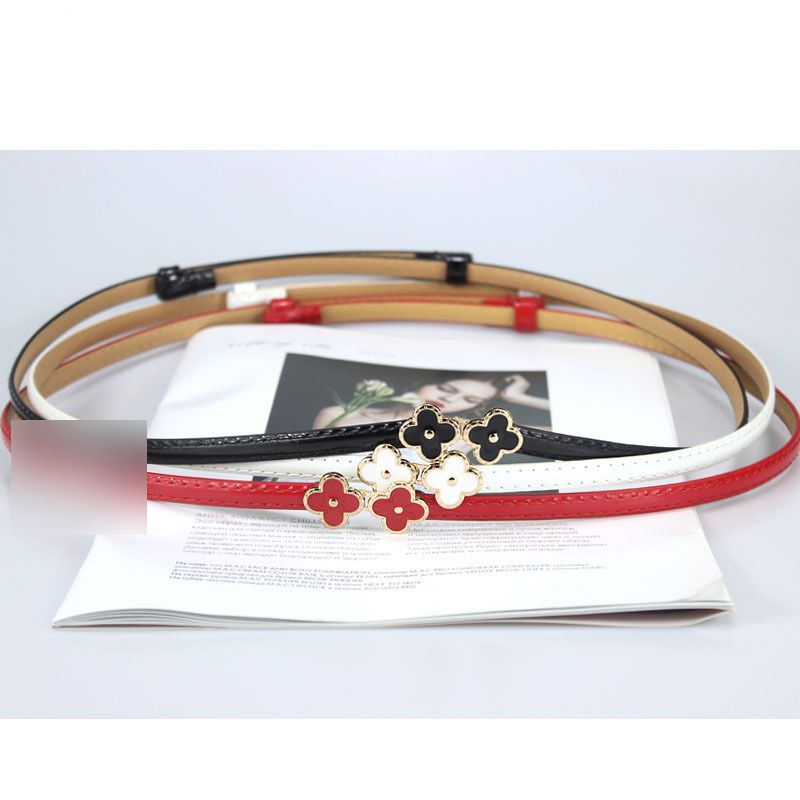 Fashion Internet Celebrity Lock Style Camel Thin Belt With Metal Buckle,Thin belts
