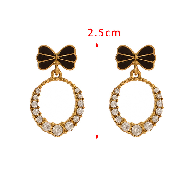 Fashion Gold Alloy Diamond Bow Earrings,Drop Earrings