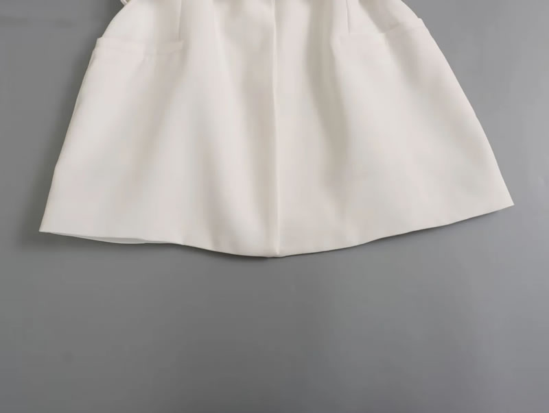 Fashion White Polyester Belted Lapel Blazer,Suits